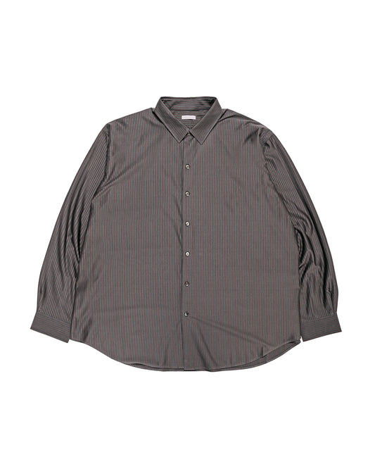 KANEMASA PHIL 46G Stripe Atmosphere Shirt Charcoal Brown