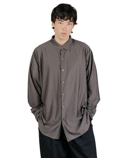 KANEMASA PHIL 46G Stripe Atmosphere Shirt Charcoal Brown