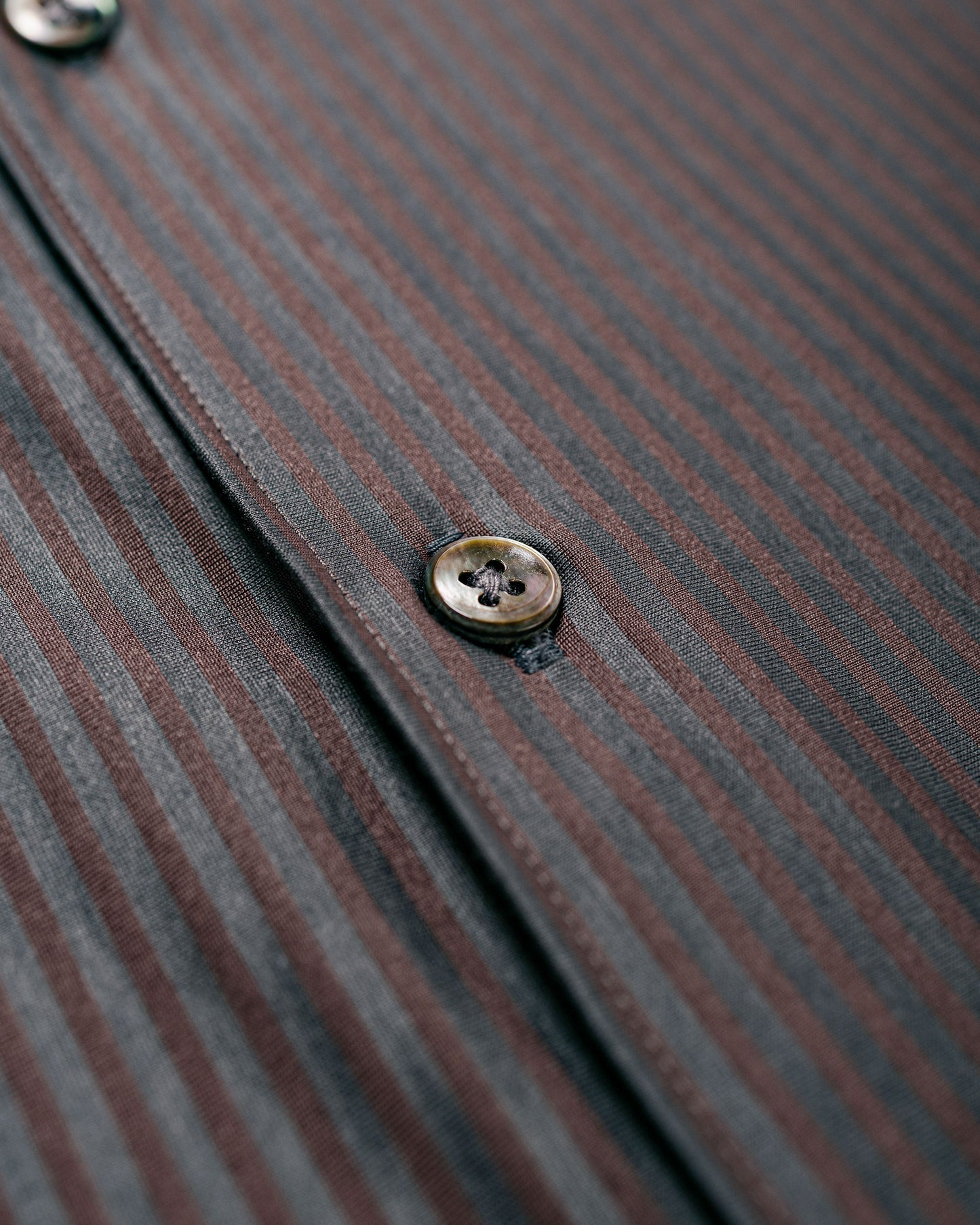 KANEMASA PHIL 46G Stripe Atmosphere Shirt Charcoal Brown