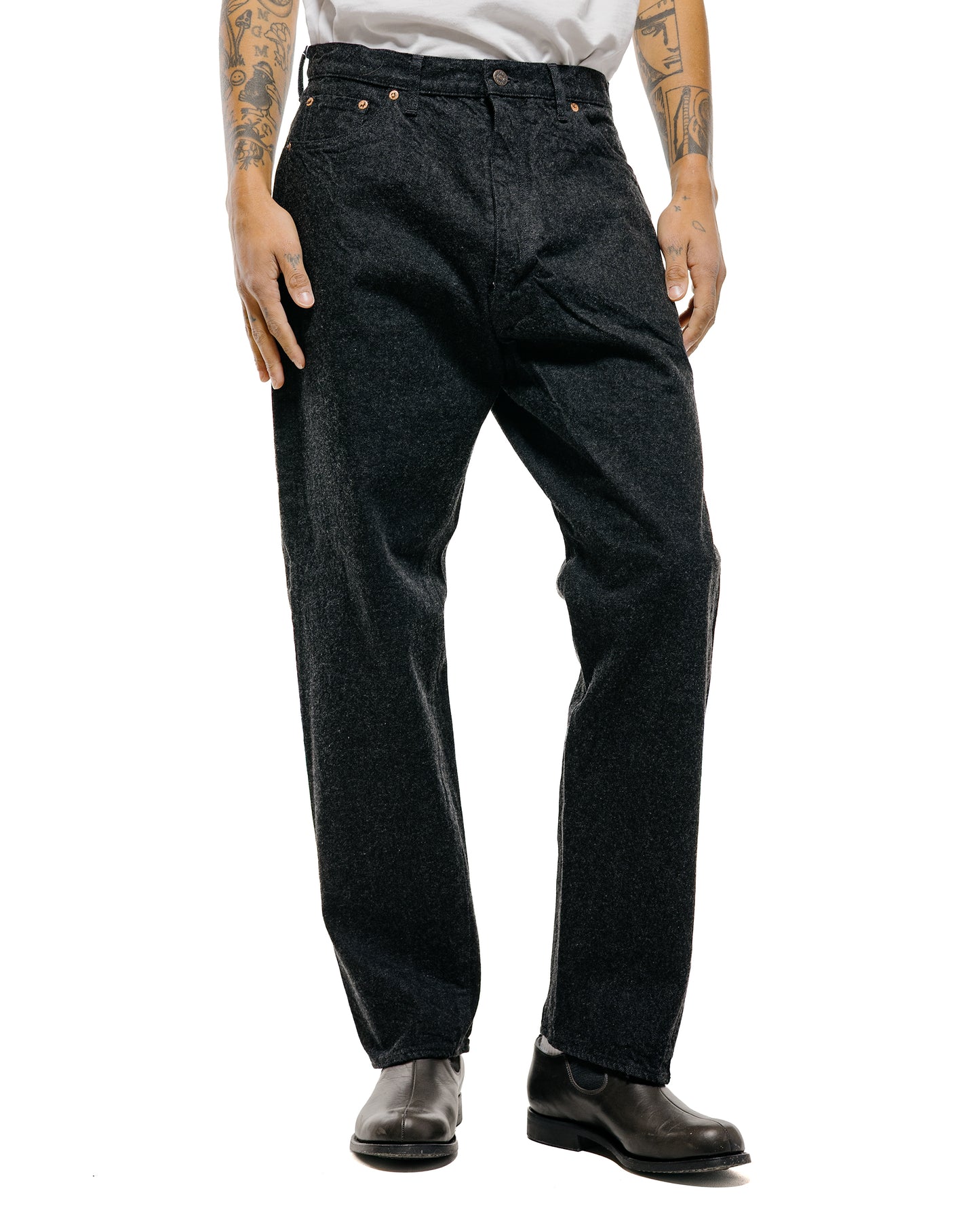 KAPTAIN SUNSHINE 5P Zipper Front Denim Pants Black One Wash