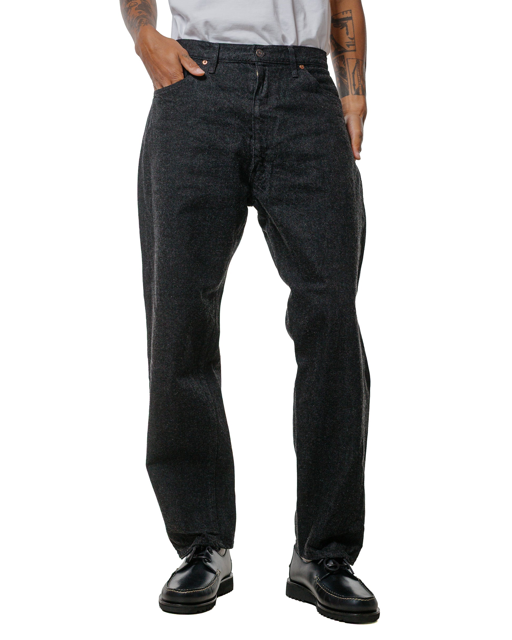 KAPTAIN SUNSHINE 5P Zipper Front Denim Pants Black One Wash