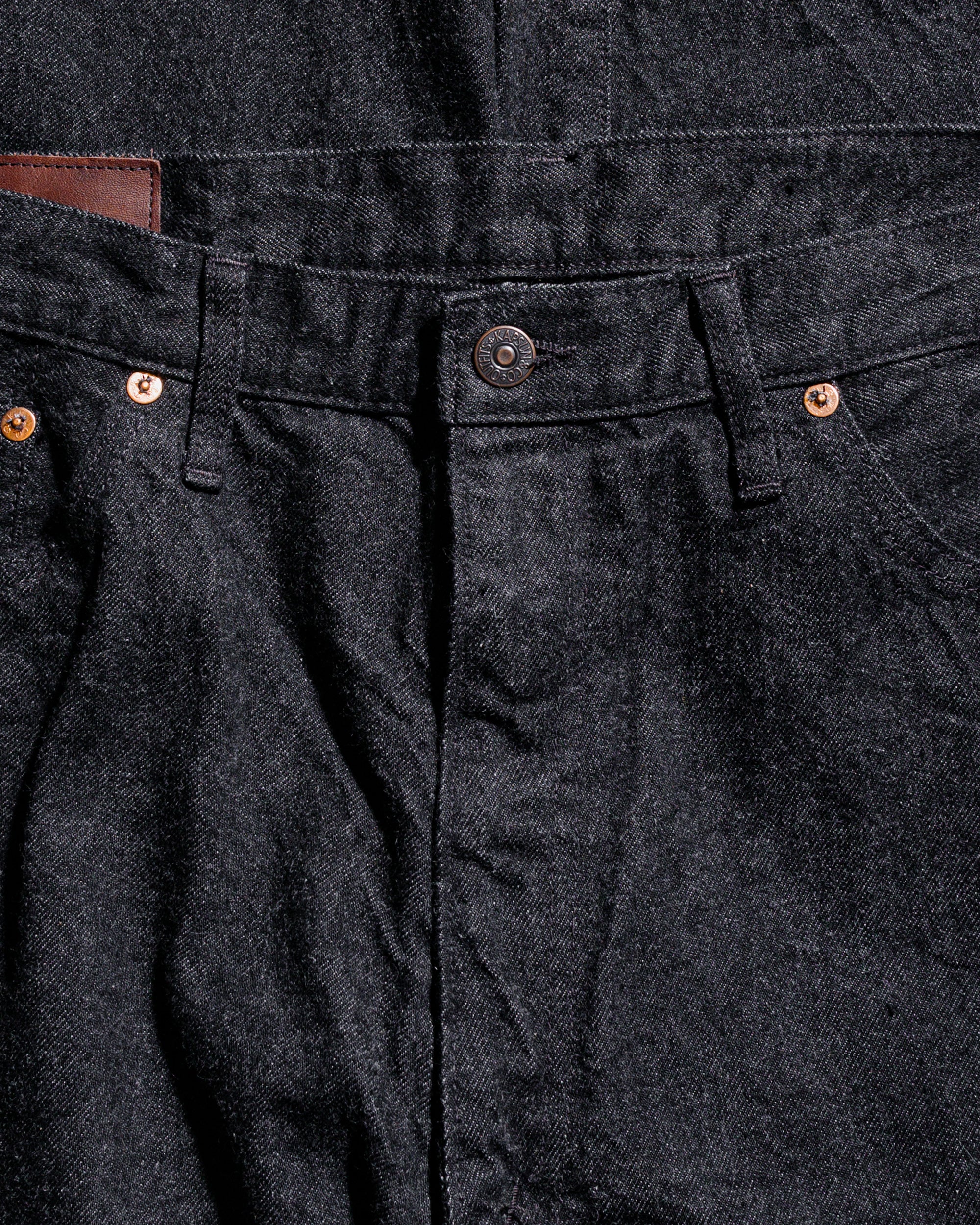 KAPTAIN SUNSHINE 5P Zipper Front Denim Pants Black One Wash