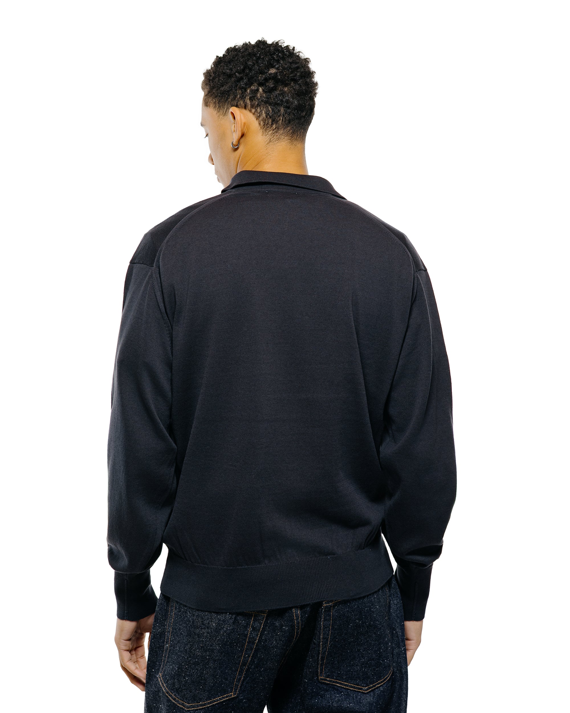 KAPTAIN SUNSHINE Cotton Knit Skipper Shirt Dark Navy