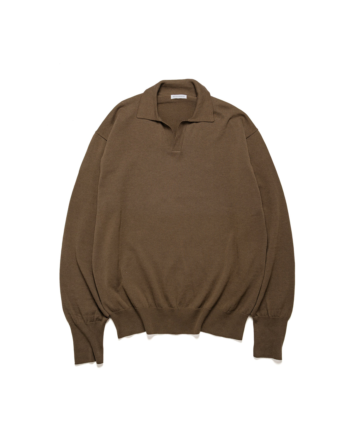 KAPTAIN SUNSHINE コットンニットスキッパーシャツ モカブラウン