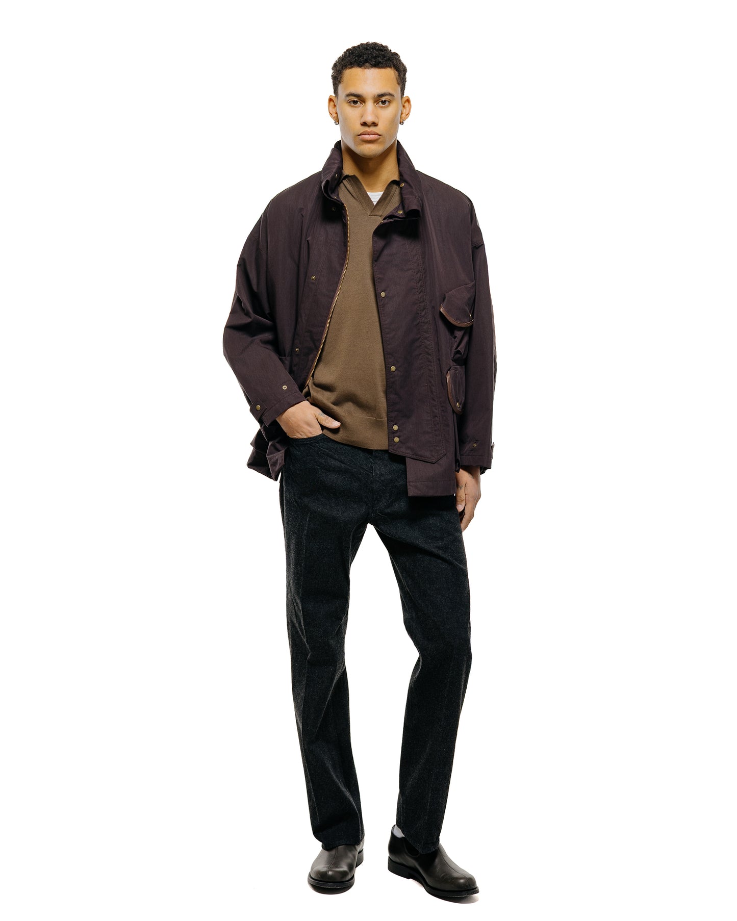 lost & found KAPTAIN SUNSHINE KAPTAIN SUNSHINE Cotton Knit Skipper Shirt Mocha Brown