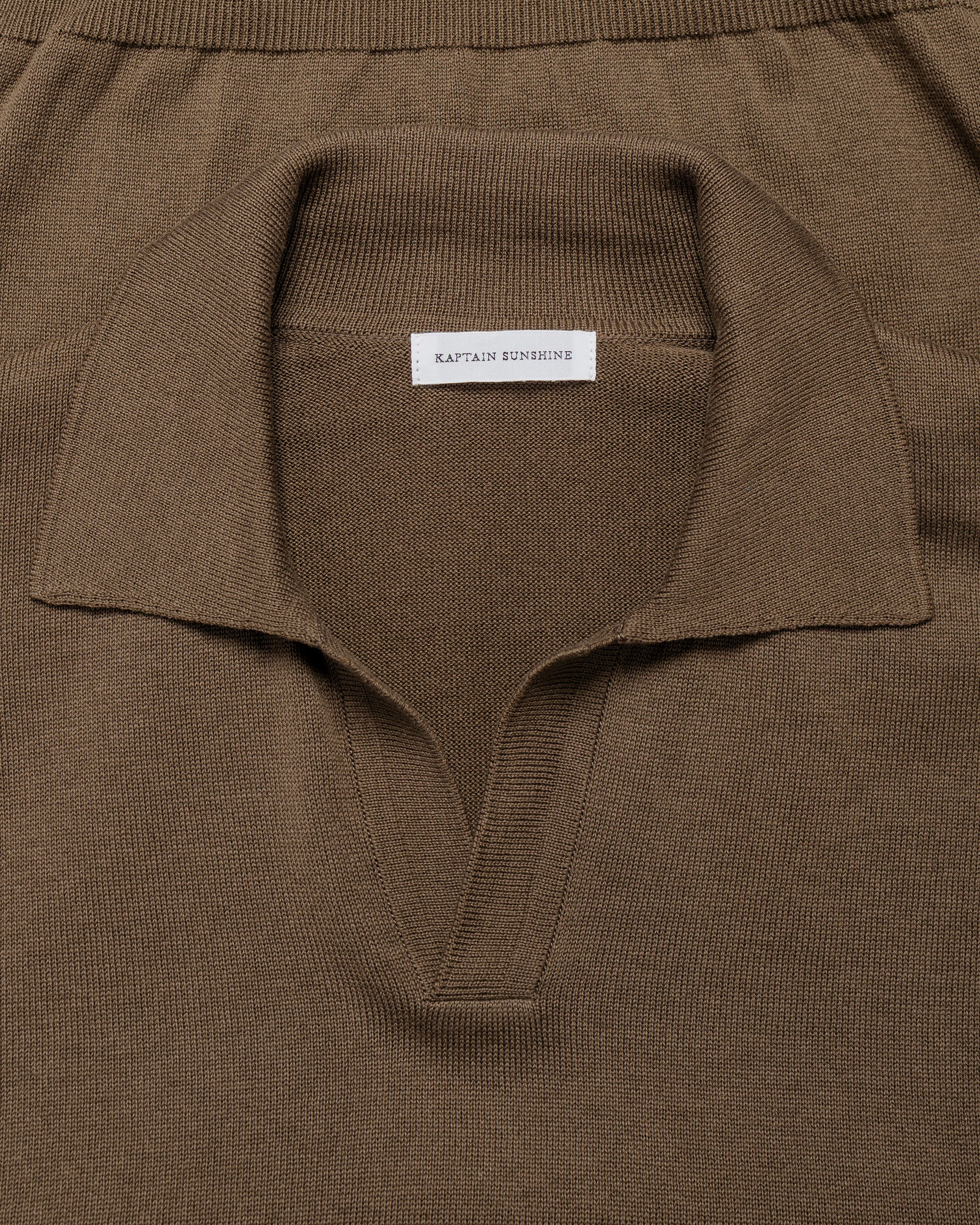 KAPTAIN SUNSHINE Cotton Knit Skipper Shirt Mocha Brown