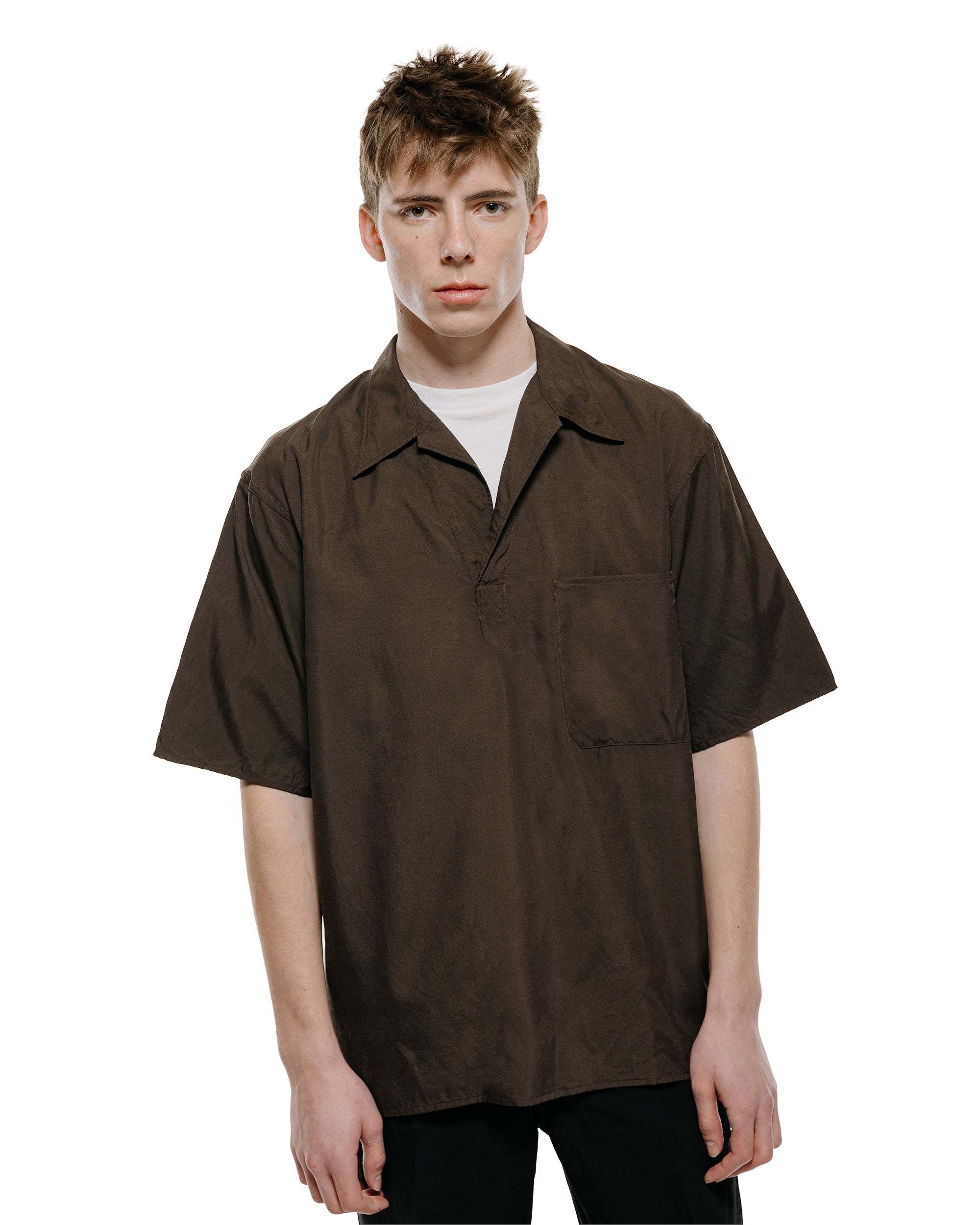 KAPTAIN SUNSHINE Silk Pullover SS Shirt Espresso