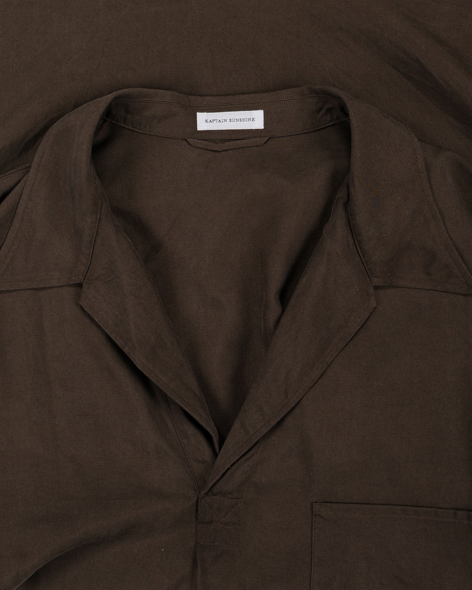 KAPTAIN SUNSHINE Silk Pullover SS Shirt Espresso