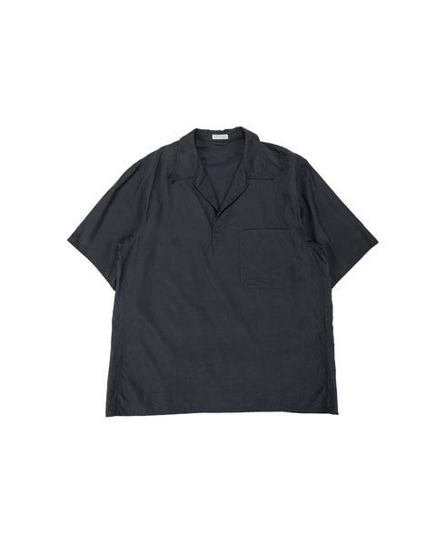 トップス KAPTAIN SUNSHINE silk plain shirt size42 KAPTAIN SUNSHINE Silk Pullover SS Shirt Ink Black