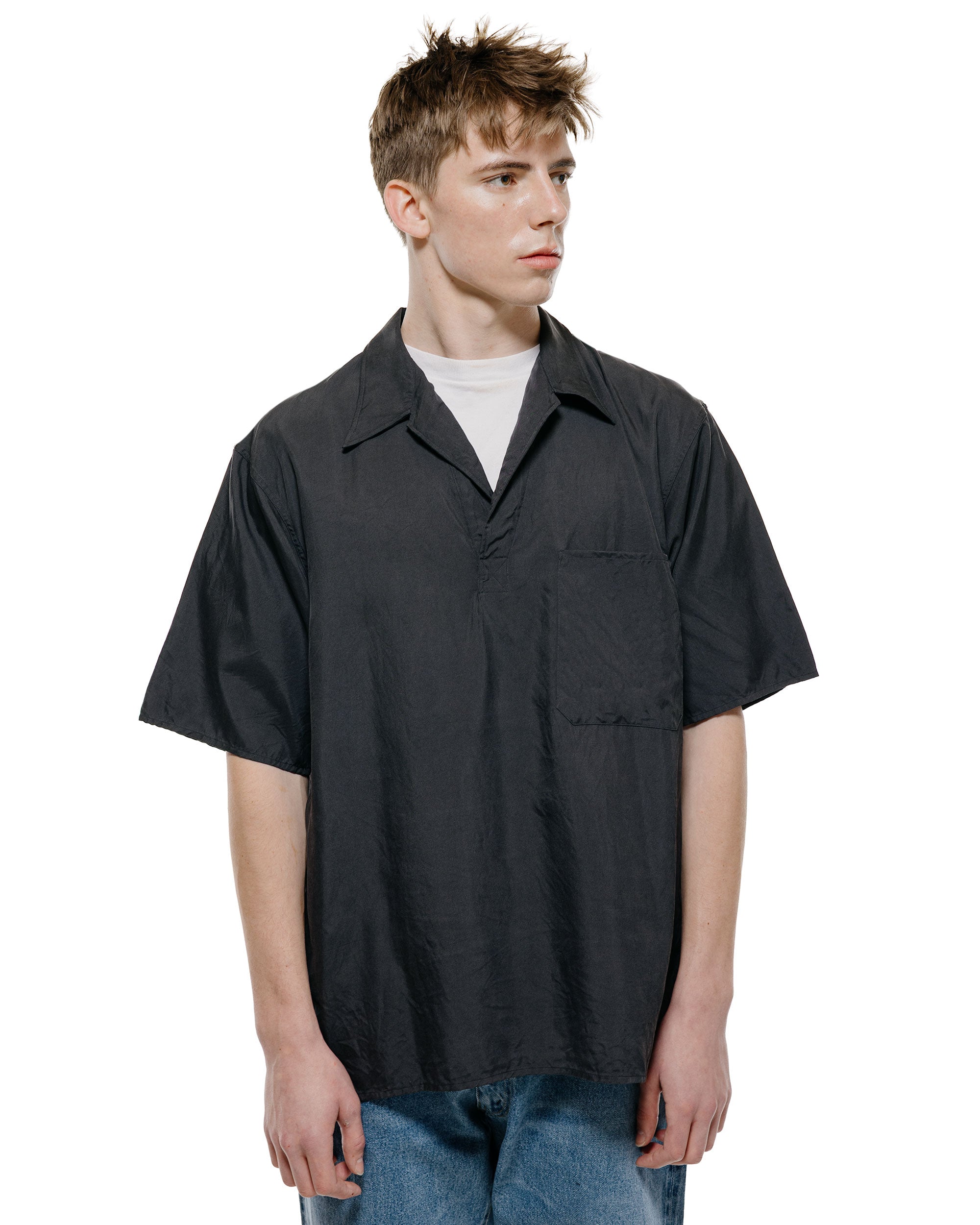 KAPTAIN SUNSHINE Silk Pullover SS Shirt Ink Black