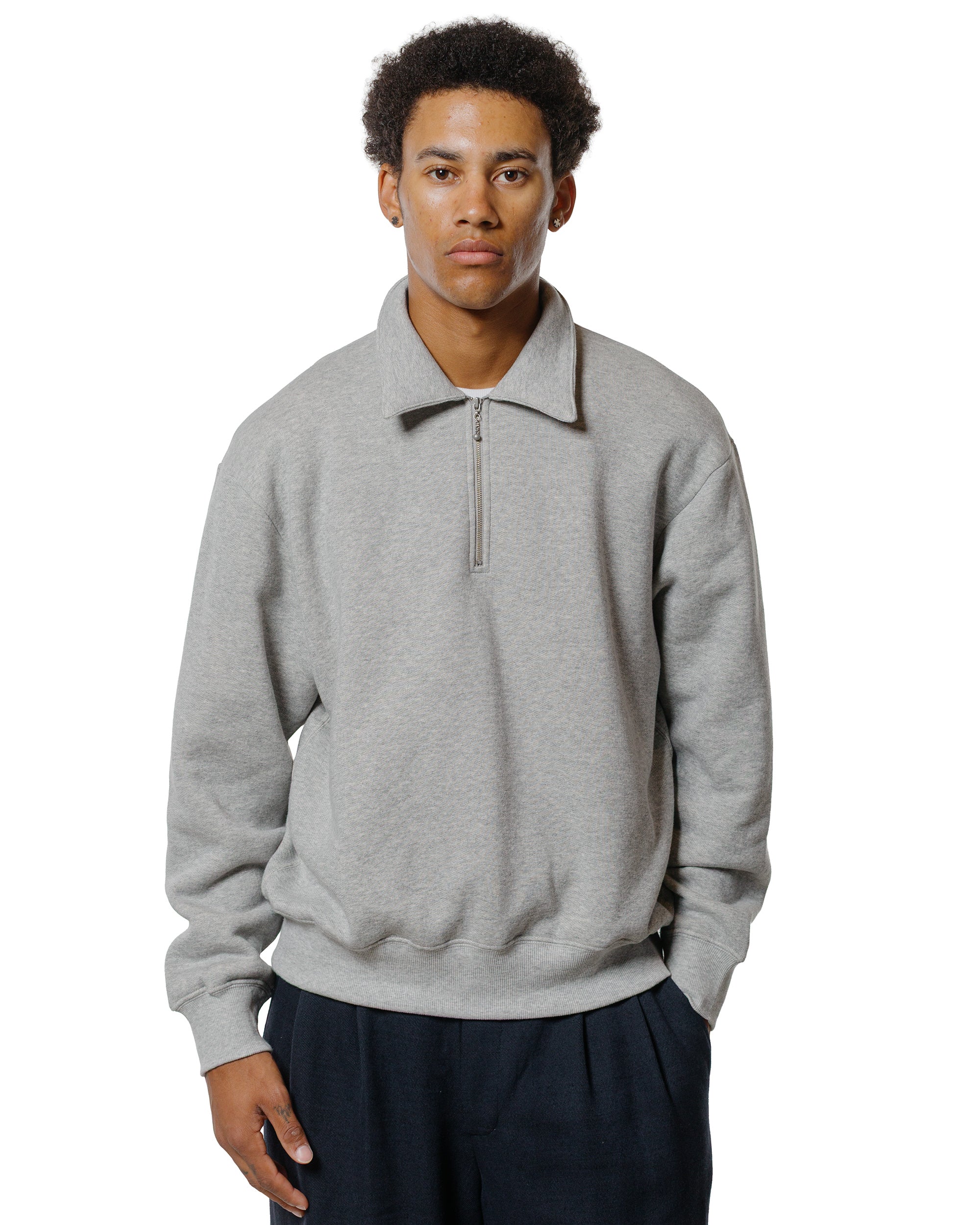 Lady White Co. Cotton Wool Quarter Zip Sweatshirt Heather Grey
