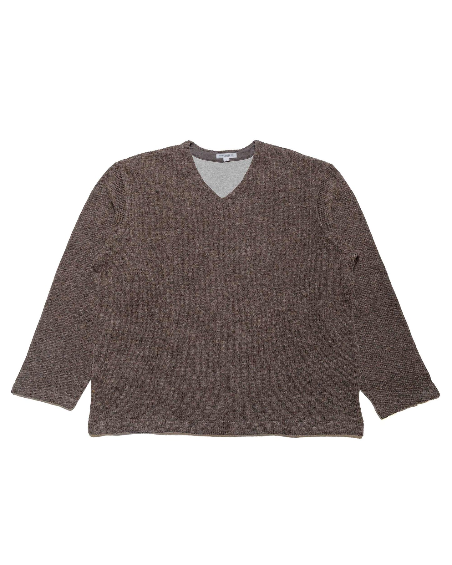 Lady White Co. V Neck Snap Sweater Brown Melange