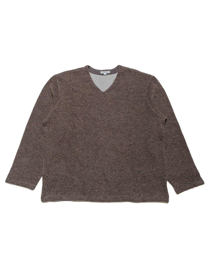 Lady White Co. V Neck Snap Sweater Brown Melange