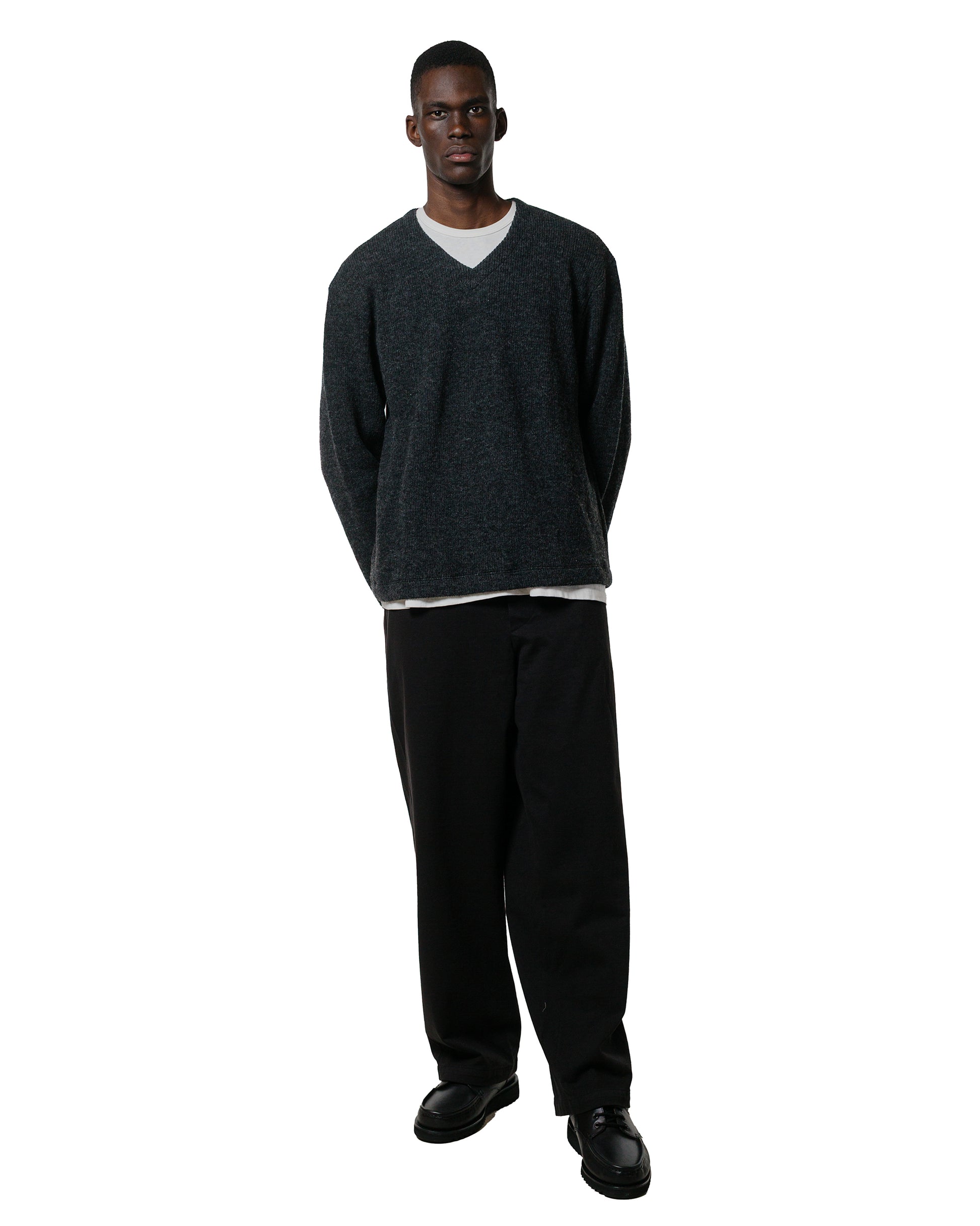 Lady White Co. V Neck Snap Sweater Charcoal