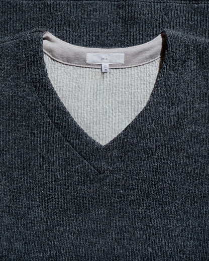 Lady White Co. V Neck Snap Sweater Charcoal