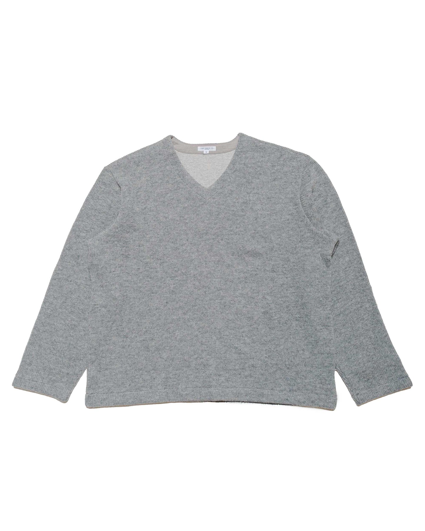 Lady White Co. V Neck Snap Sweater Heather Grey