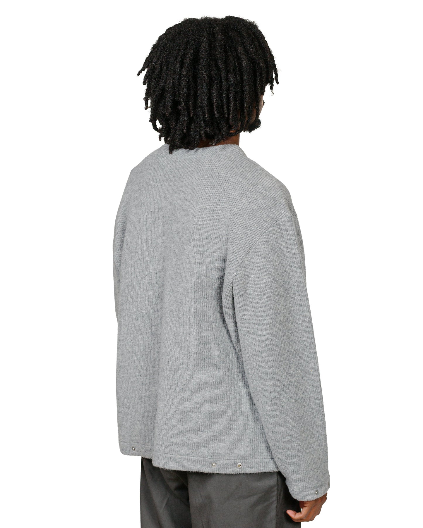 Lady White Co. V Neck Snap Sweater Heather Grey model back