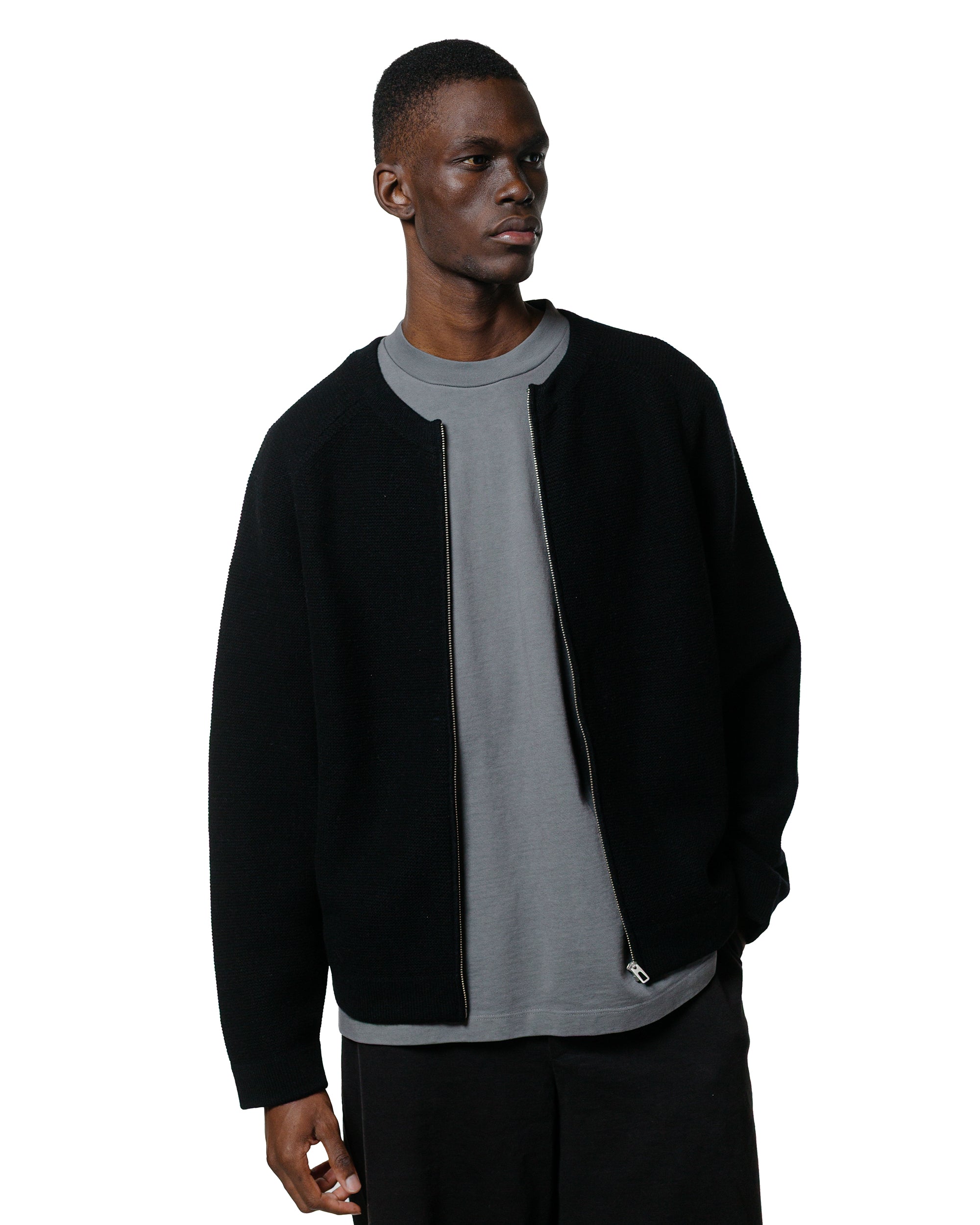 Lady White Co. Wool Link Zip Cardigan Black