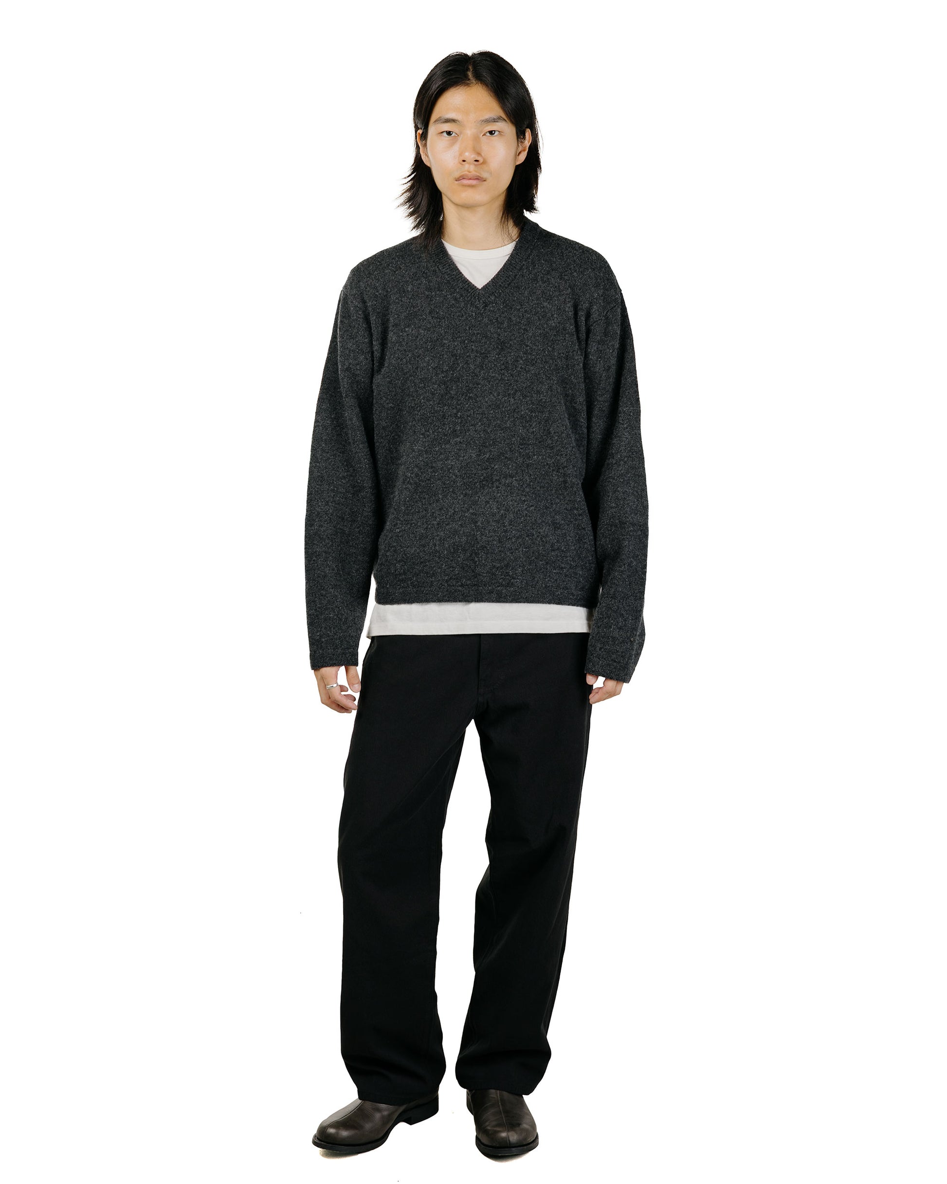 lost & found Lady White Co. Lady White Co. Wool V Neck Sweater Charcoal