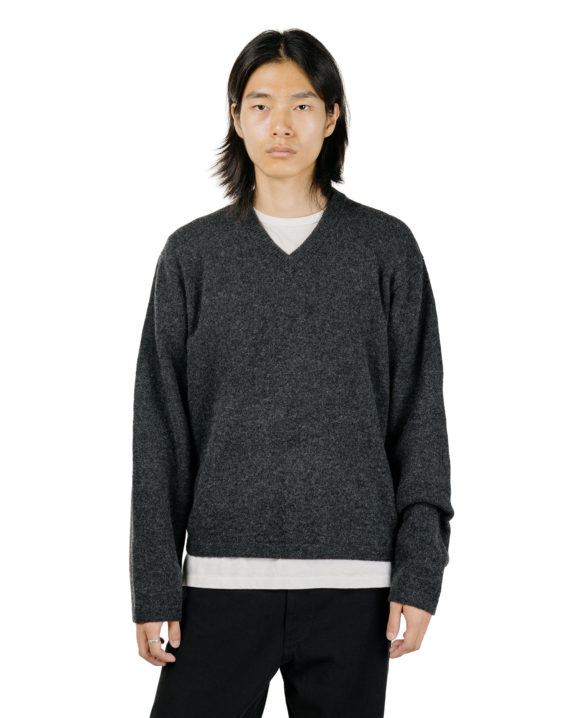 lost & found Lady White Co. Lady White Co. Wool V Neck Sweater Charcoal