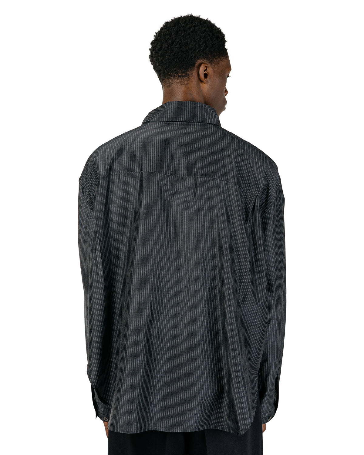 Lea Boberg SC-PP Shirt Japanese Wool/Silk Blend Black/White Stripe