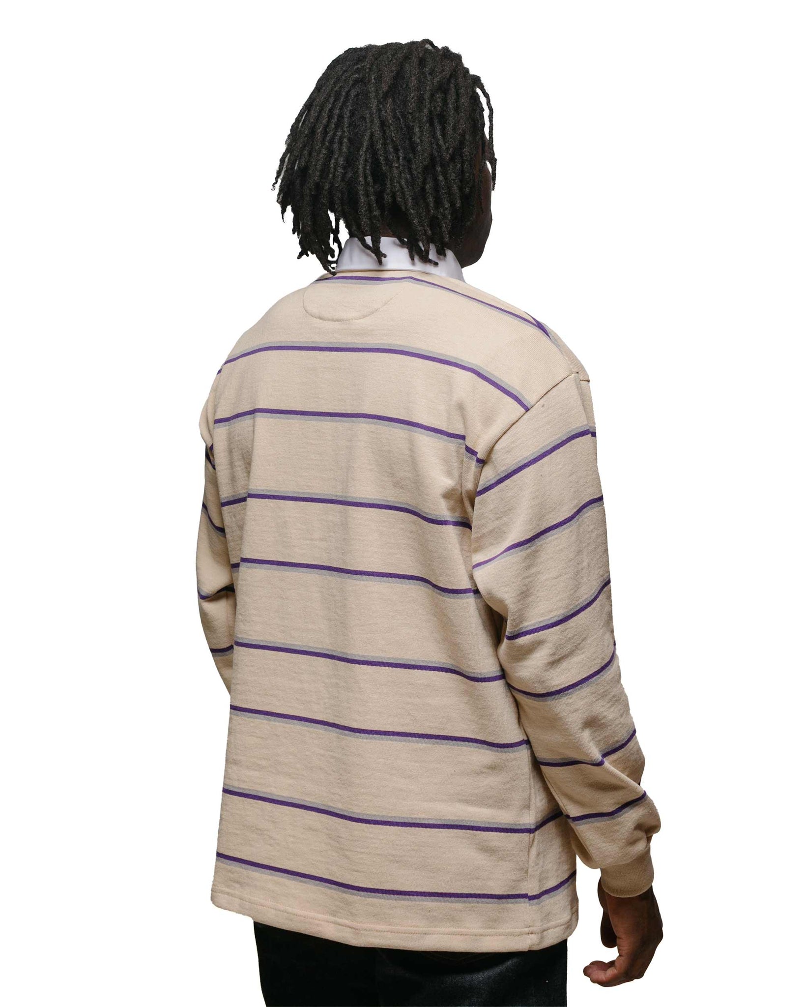Lost & Found Classic Rugby Jersey Beige/Purple/Grey model back
