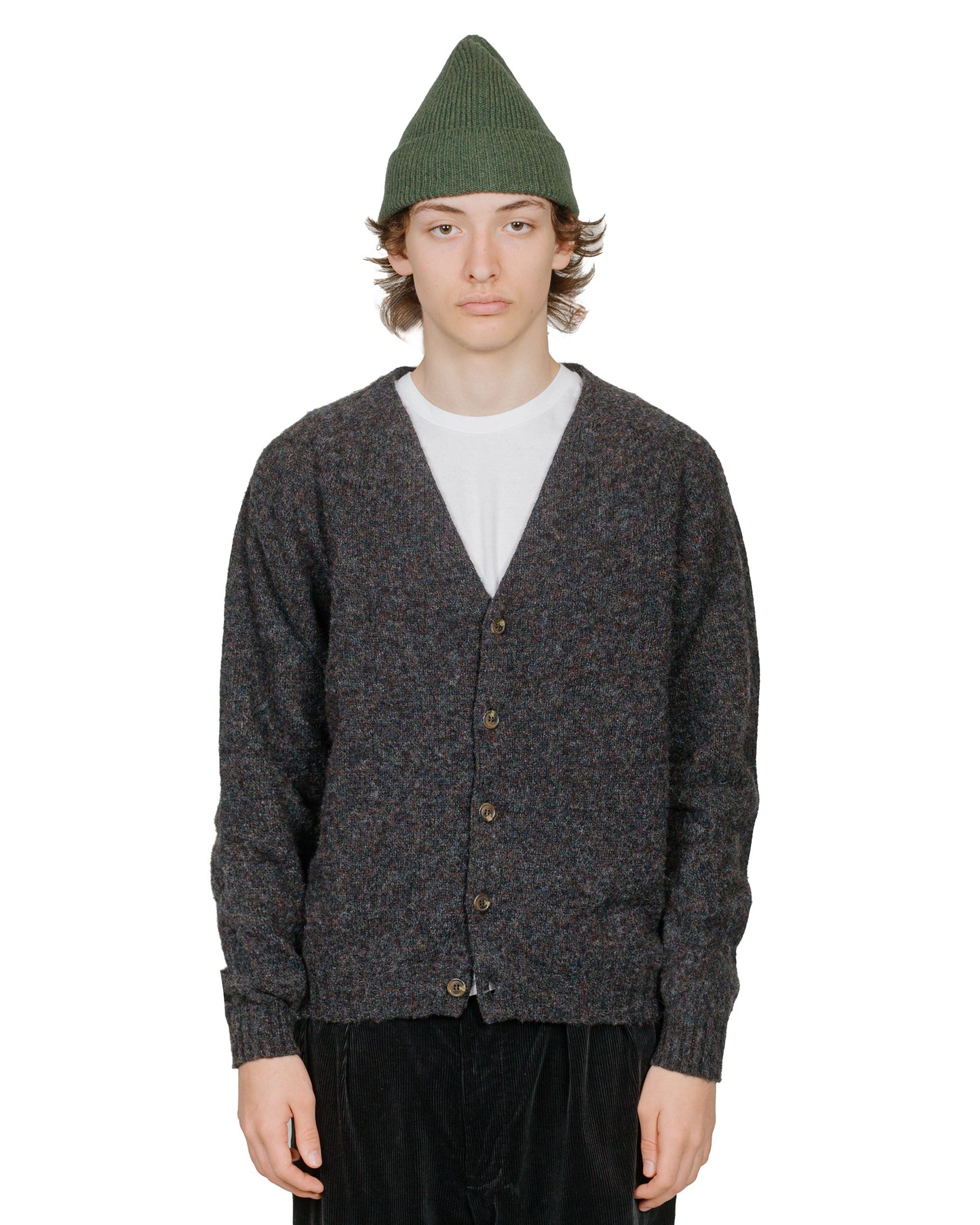 Lost & Found Shaggy Cardigan Smoulder model front