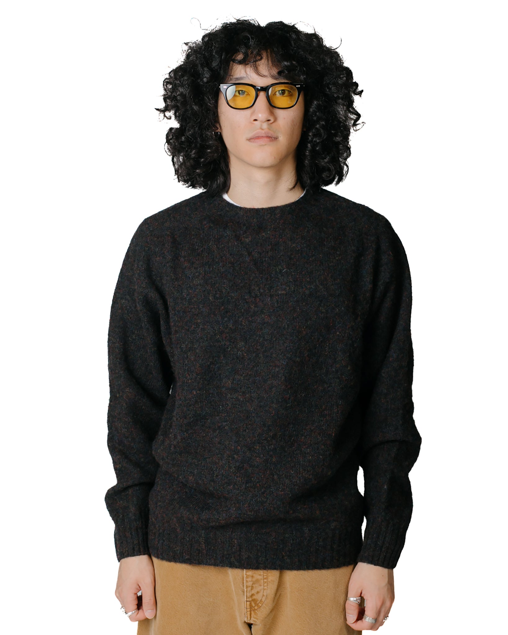 Lost & Found Shaggy Sweater Charcoal Model Front