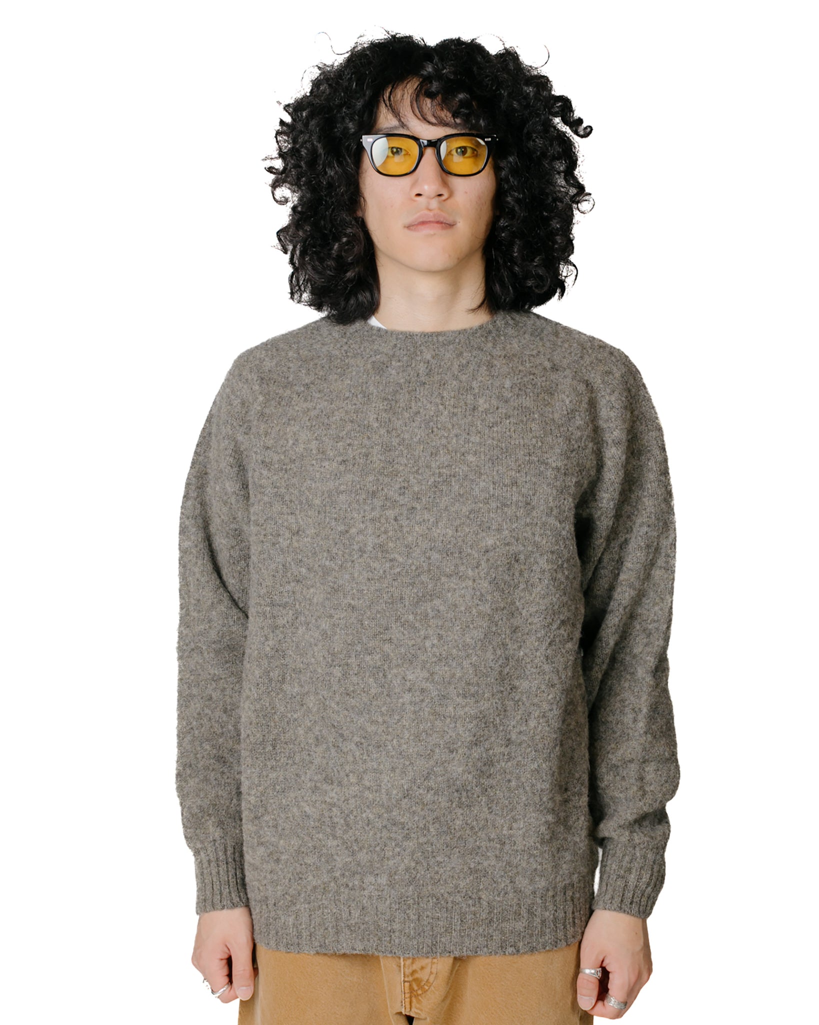 Lost & Found Shaggy Sweater Oyster Model Front