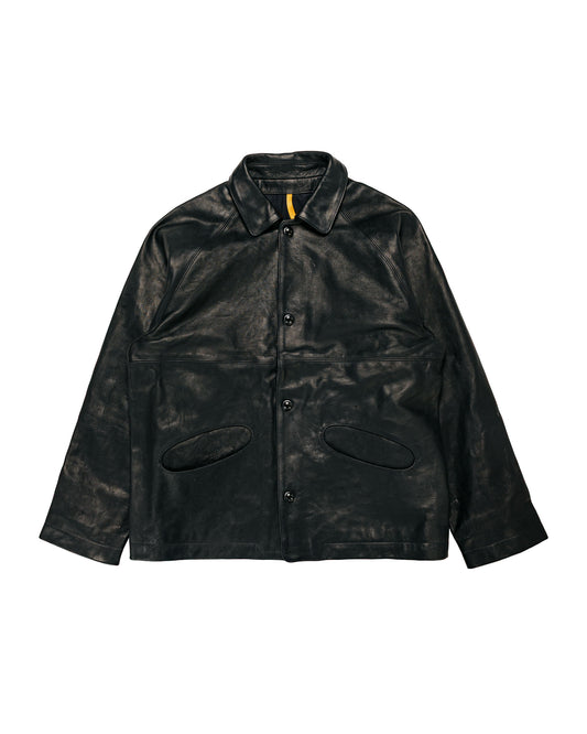 MAN-TLE R21 Leather-3 Boat Shirt Black Hide
