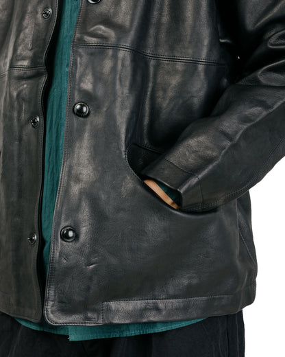 MAN-TLE R21 Leather-3 Boat Shirt Black Hide