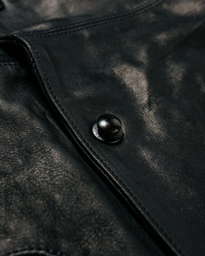 MAN-TLE R21 Leather-3 Boat Shirt Black Hide