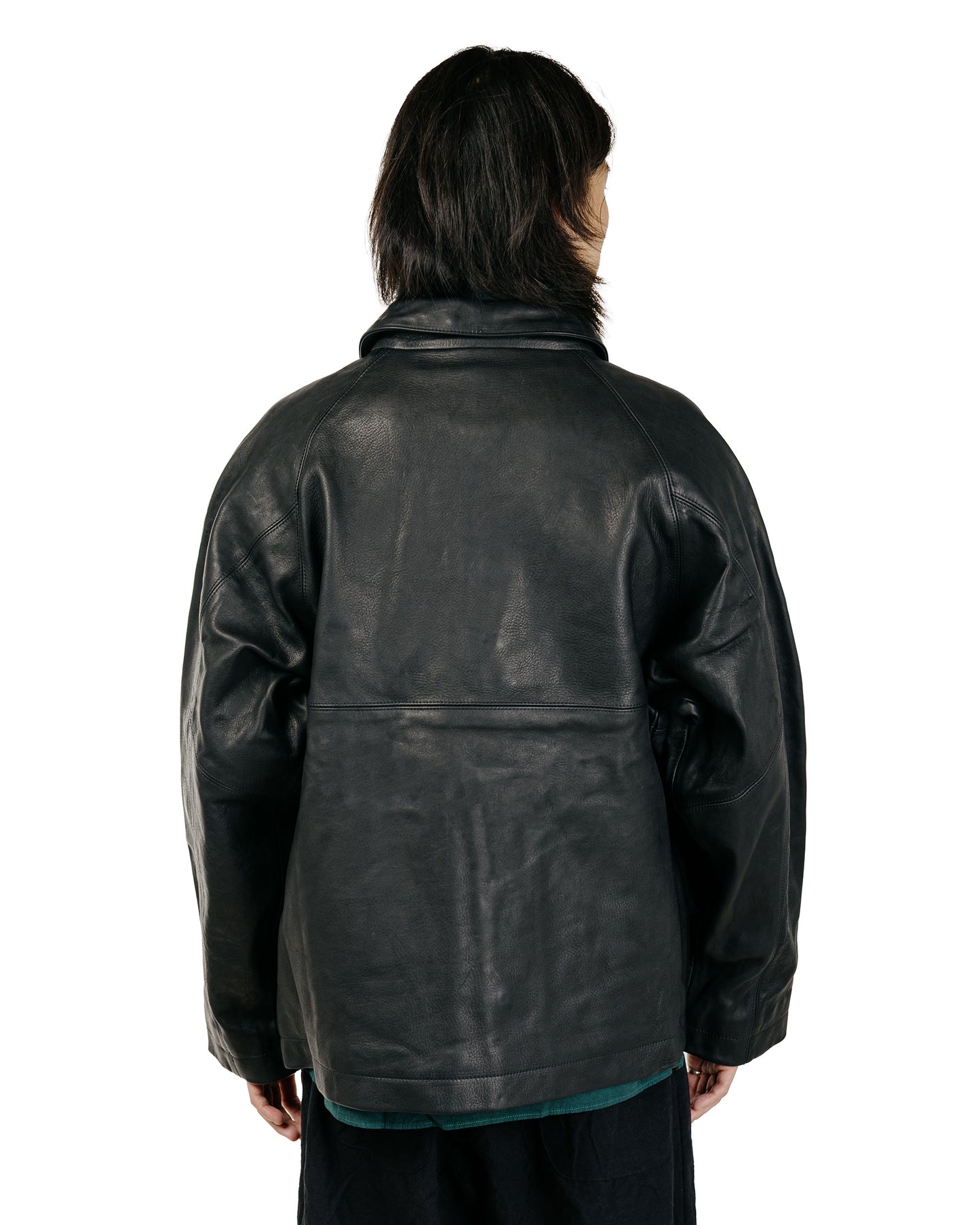 MAN-TLE R21 Leather-3 Boat Shirt Black Hide