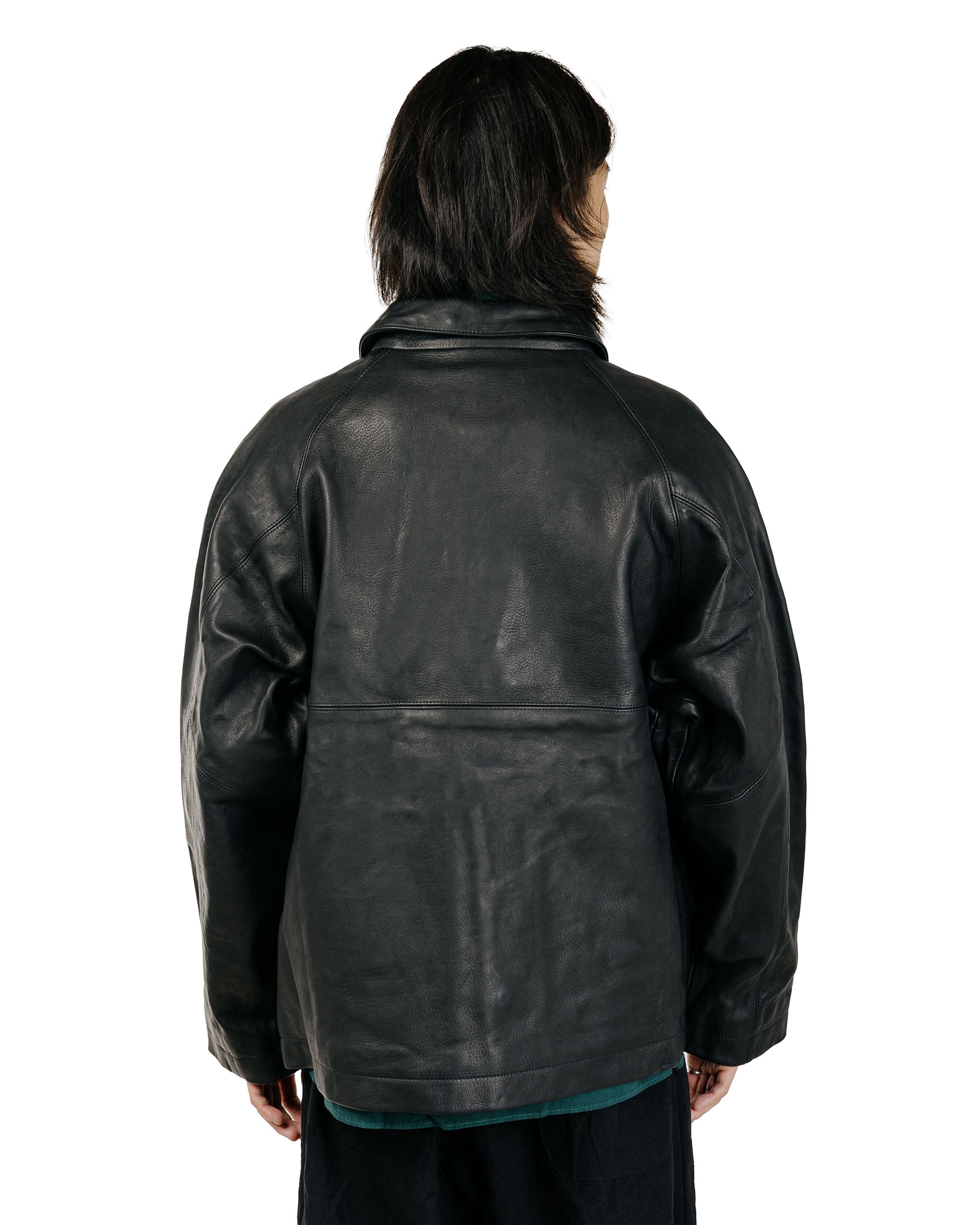 MAN-TLE R21 Leather-3 Boat Shirt Black Hide