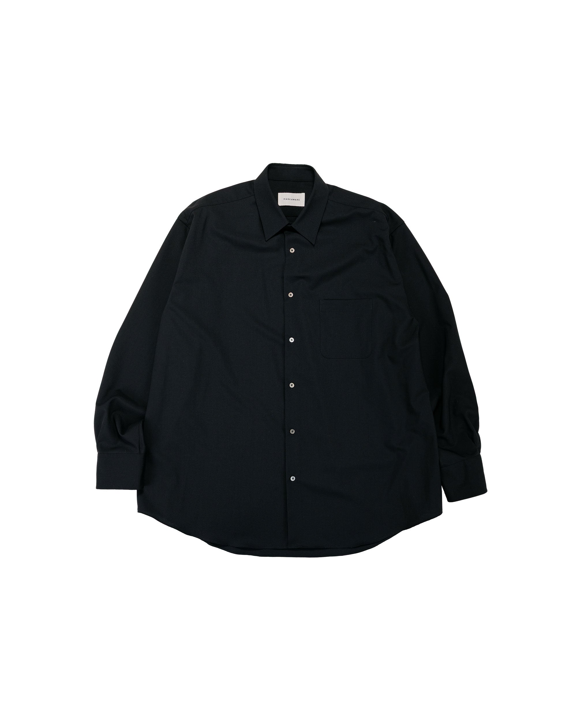 トップス MARKAWARE COMFORT FIT SHIRTS ORGANIC MARKAWARE Comfort Fit Shirt Organic Wool 2/80 Tropical Black