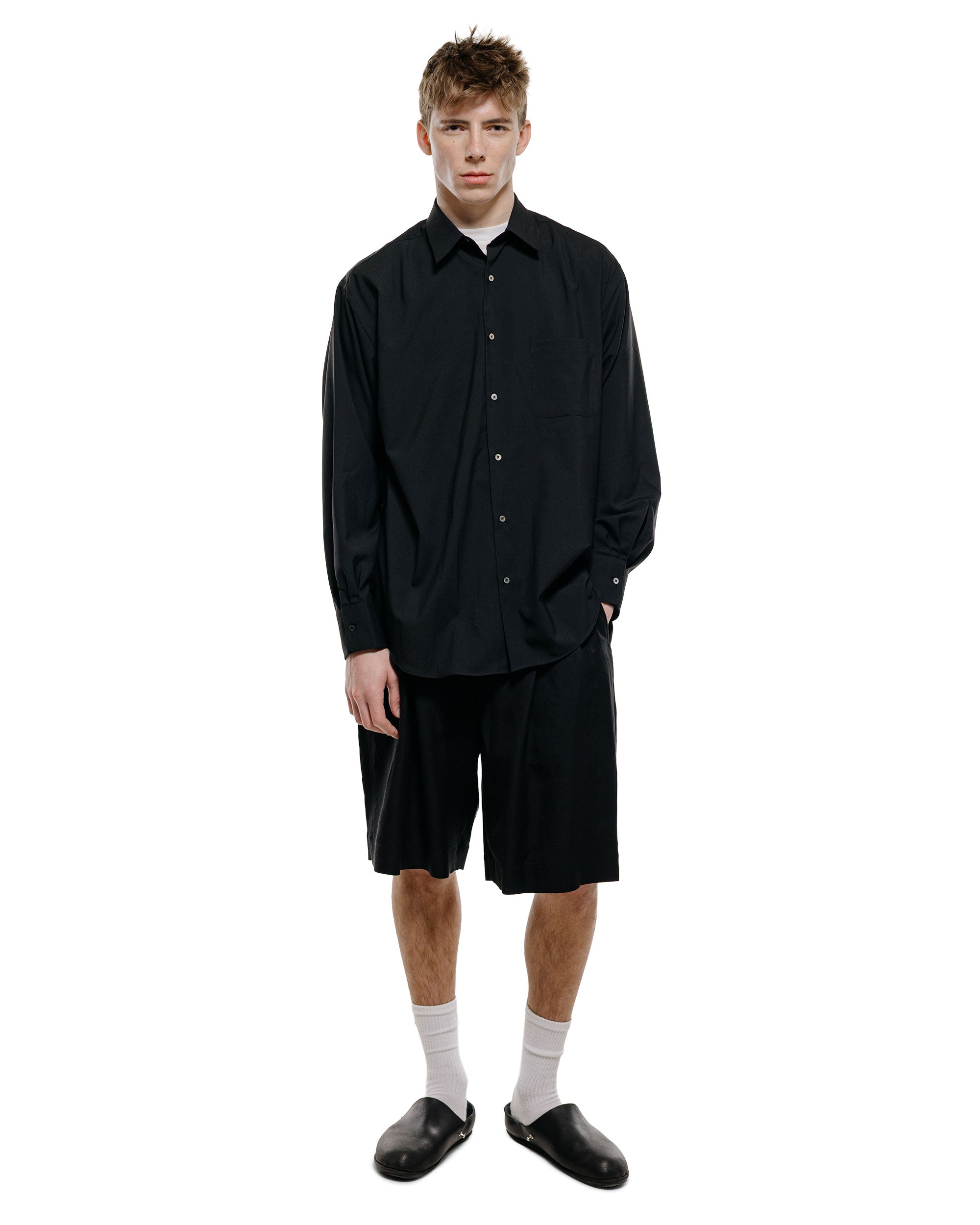 トップス MARKAWARE COMFORT FIT SHIRTS ORGANIC MARKAWARE Comfort Fit Shirt Organic Wool 2/80 Tropical Black