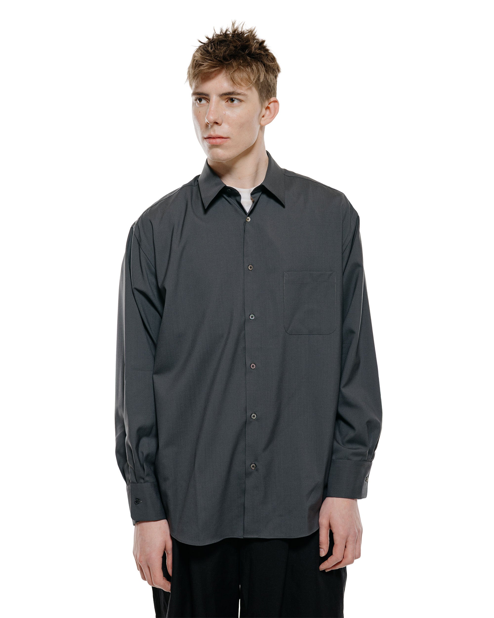 MARKAWARE Comfort Fit Shirt Organic Wool 2/80 Tropical Charcoal