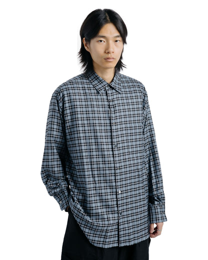 MARKAWARE Comfort Fit Shirt Organic Wool Viyella Check Blue Check