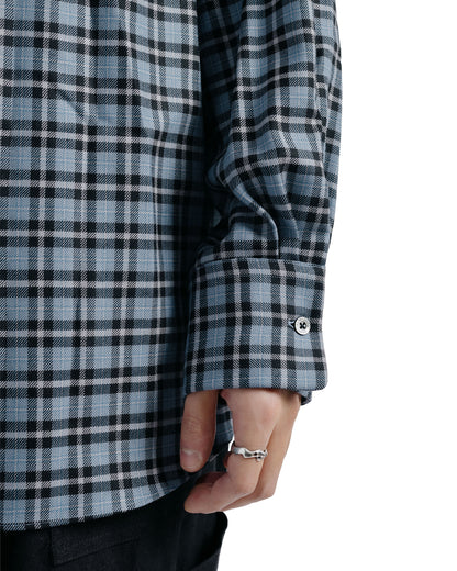 MARKAWARE Comfort Fit Shirt Organic Wool Viyella Check Blue Check