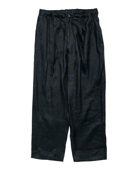 MARKAWARE Double Pleated Easy Trousers Hemp Shirting Black