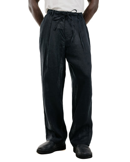 MARKAWARE Double Pleated Easy Trousers Hemp Shirting Black