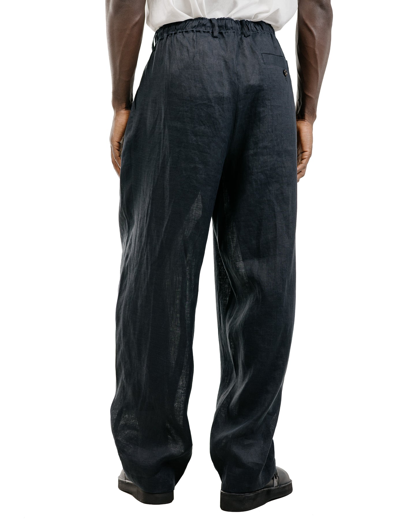 MARKAWARE Double Pleated Easy Trousers Hemp Shirting Black