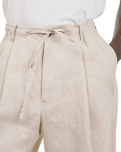 MARKAWARE Double Pleated Easy Trousers Hemp Shirting Taupe