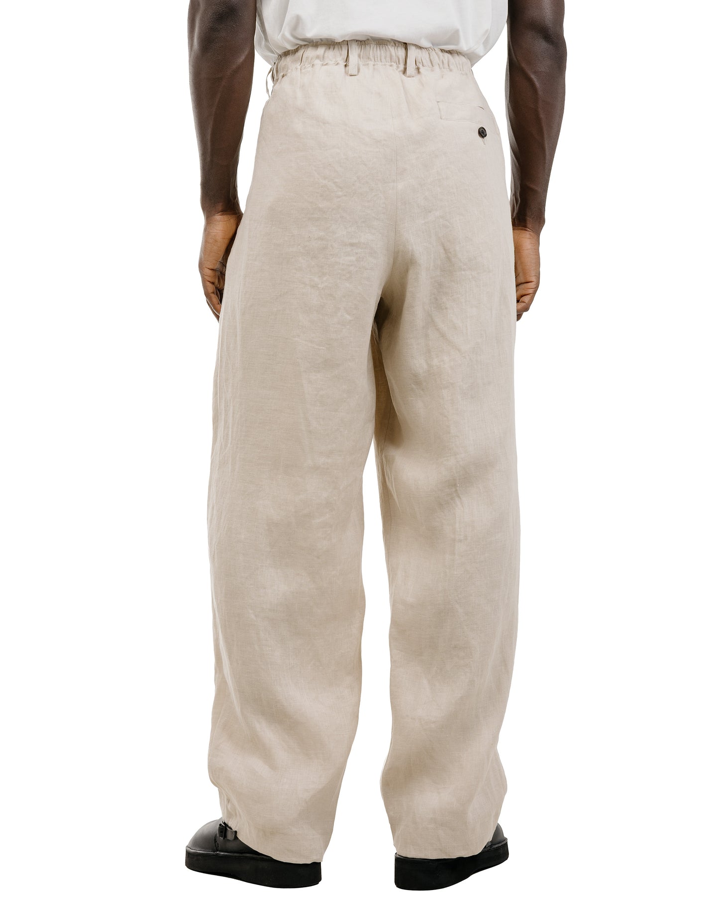 MARKAWARE Double Pleated Easy Trousers Hemp Shirting Taupe