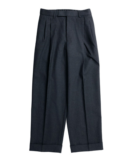 MARKAWARE Double Pleated Semi Easy Trousers Organic Wool Survival Cloth Charcoal