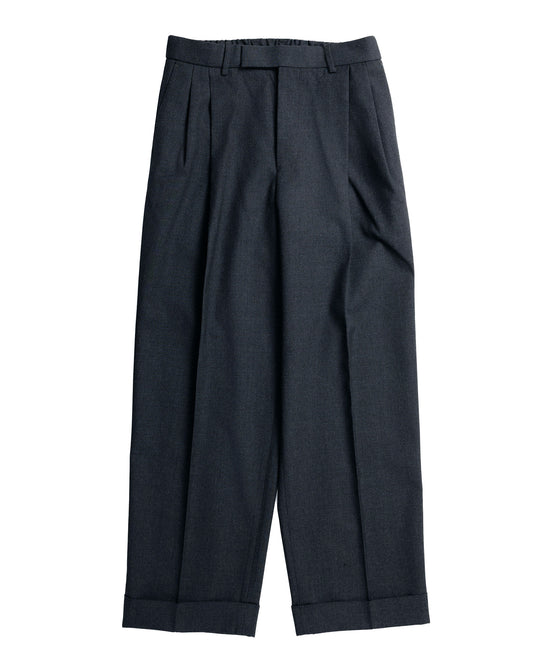 MARKAWARE Double Pleated Semi Easy Trousers Organic Wool Survival Cloth Charcoal