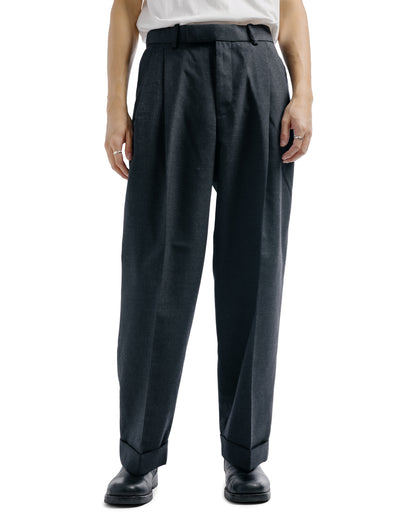 MARKAWARE Double Pleated Semi Easy Trousers Organic Wool Survival Cloth Charcoal