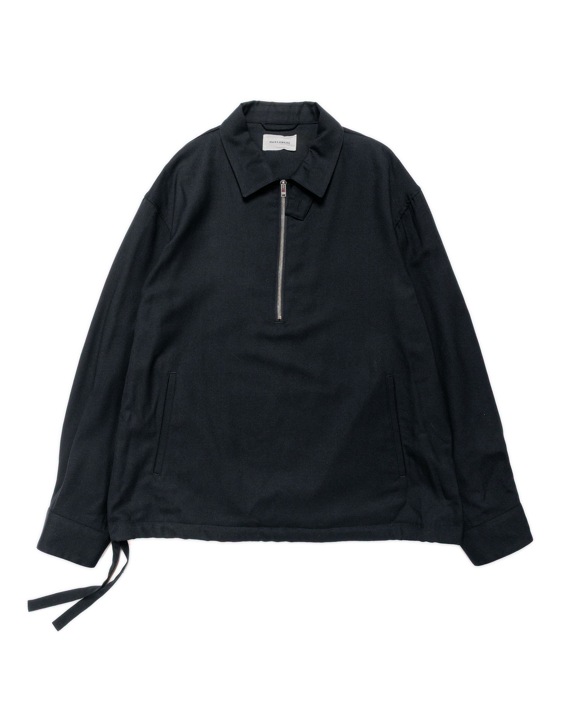 MARKAWARE Half Zip Service Jacket 2/80 Organic Wool Viyella Black