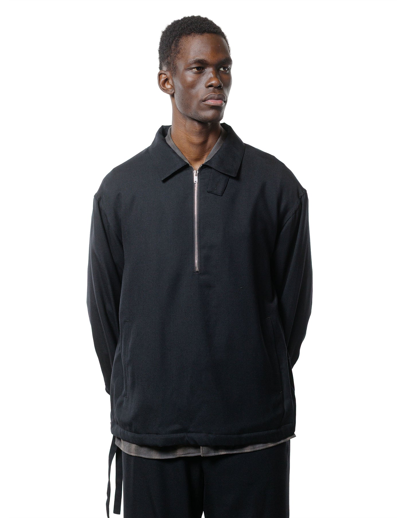 MARKAWARE Half Zip Service Jacket 2/80 Organic Wool Viyella Black