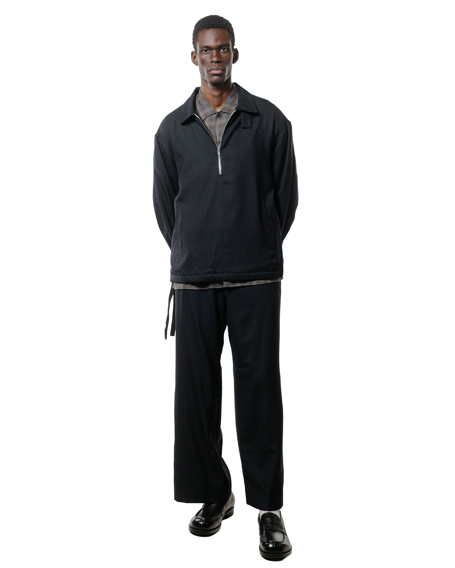 MARKAWARE Half Zip Service Jacket 2/80 Organic Wool Viyella Black